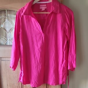 Vibrant Pink Linen Top SZ S